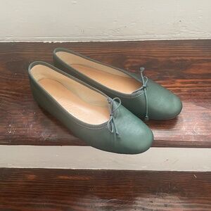 J. Crew Green Leather Ballet Flats